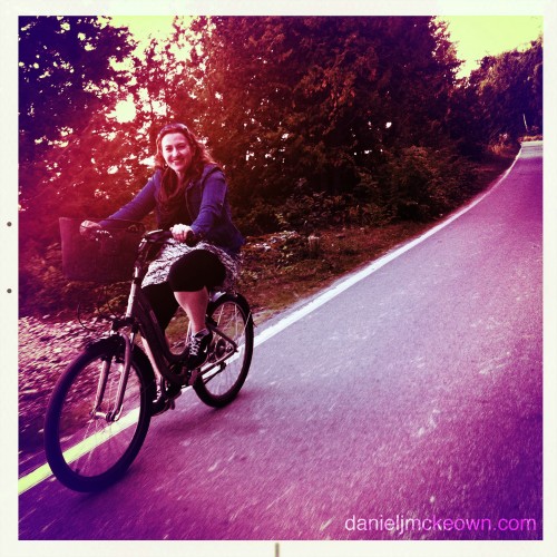 Jessica cycling Mackinac Island